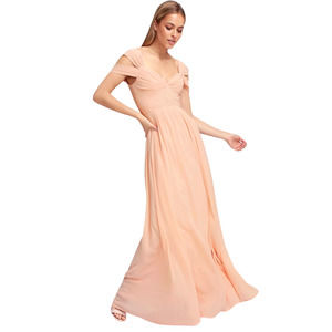 Lulus Bridesmaids Wedding Maxi Dress Gown in Blush Pink Women Size Medium